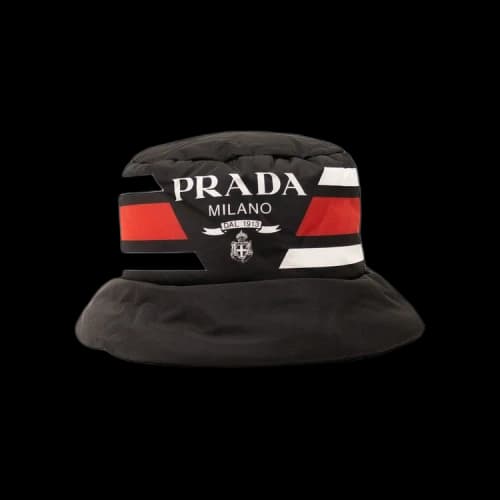 Prada Nylon Logo Bucket Hat 'Black'