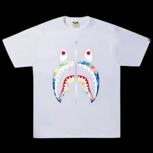 BAPE Tie Dye Shark Tee 'White/Multicolor'