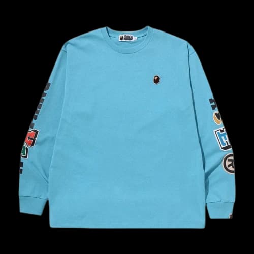 BAPE Multi Fonts Relaxed Fit Heavy Weight Long-Sleeve 'Sax'