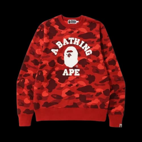 BAPE Color Camo College Crewneck 'Red'