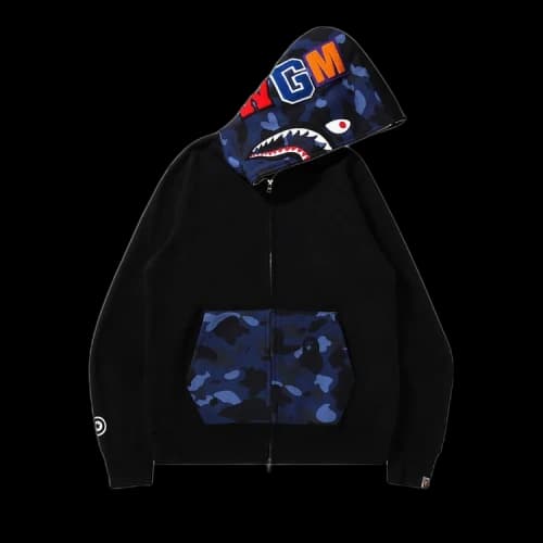 BAPE Color Camo Shark Full Zip Hoodie 'Black/Blue'