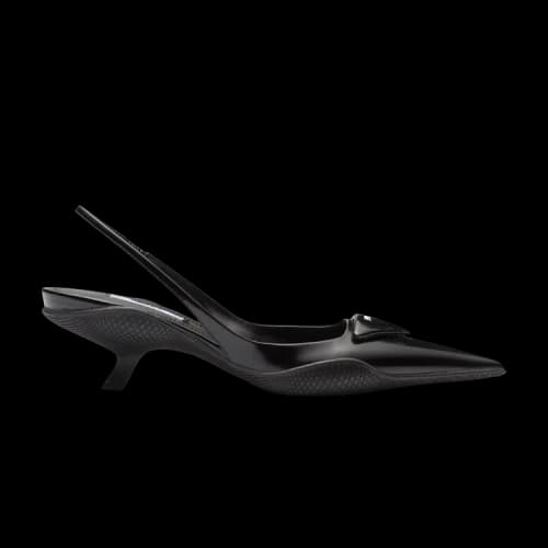 Prada Brushed Leather Slingback Pumps 'Black' (Women's)