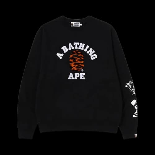BAPE Tiger Camo College Relaxed Fit Crewneck 'Black'
