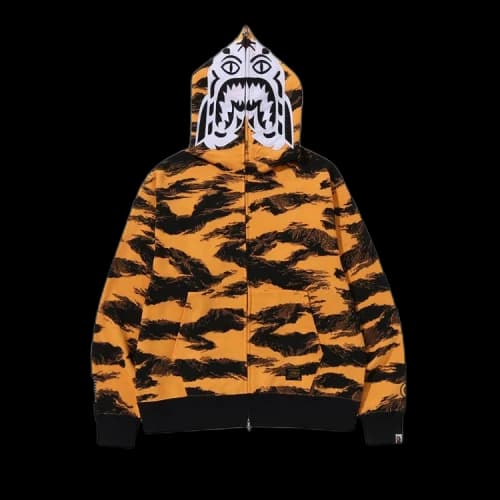 BAPE Tiger Camo Tiger Relaxed Fit Full Zip Hoodie 'Orange'