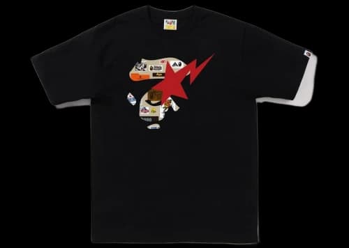 BAPE Multi Label Ape Face Tee Black