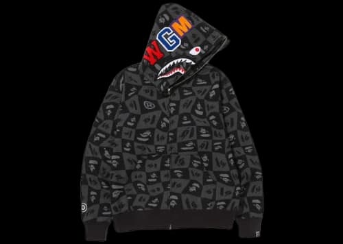 BAPE Distortion Shark Relaxed Fit Full Zip Hoodie Green