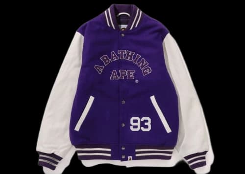 BAPE Giant Ape Head Varsity Jacket Purple