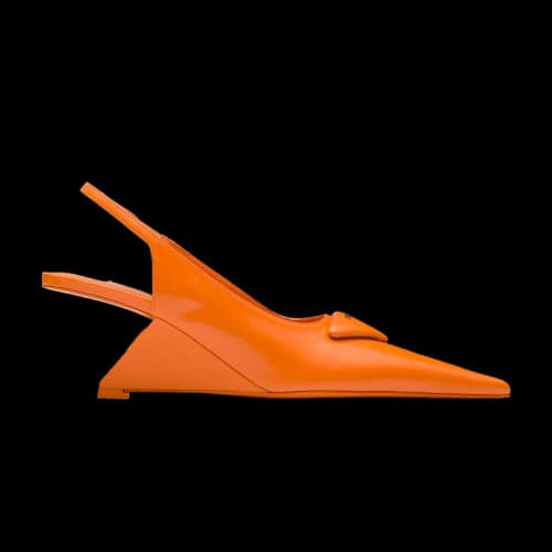 Prada Brushed Leather Slingback Pumps 'Orange' (Women's)