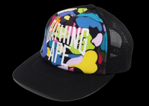 BAPE A Bathing Ape Multi Camo NYC Logo Mesh Cap Black