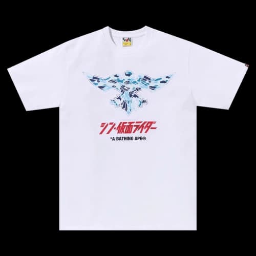BAPE x Shin Kamen Rider Shocker Emblem Tee 'White/Blue'