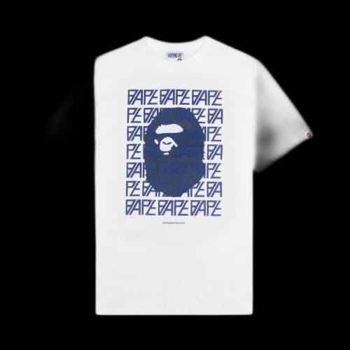 BAPE Logo Monogram Tee 'White/Navy'