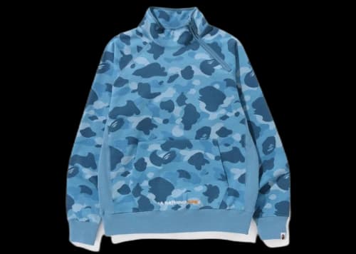 BAPE Honeycomb Camo Side Zip Crewneck Blue