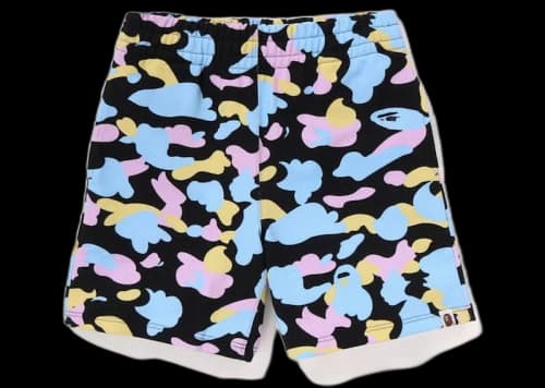 BAPE Womens New Multi Camo Oversized Sweat Shorts Black