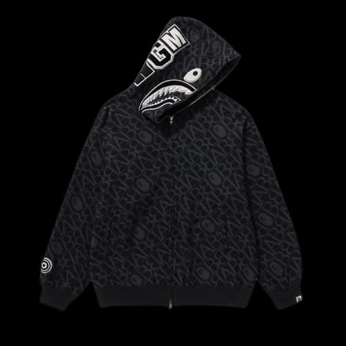 BAPE Sport Monogram Shark Hoodie 'Black'