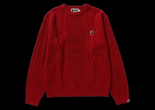 BAPE Ape Head One Point Knit Sweater Red