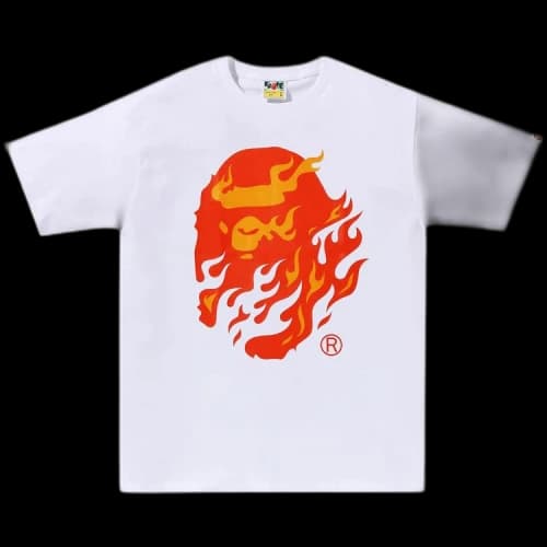 BAPE Flame Ape Head Tee 'White/Red'