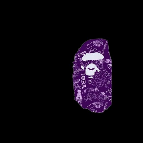 BAPE Hand Drawn Pattern Side Big Ape Head Tee 'White/Purple'