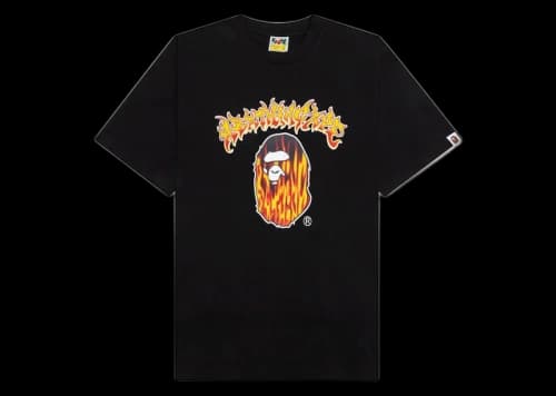 BAPE Mad Flame Ape Head Relaxed Fit Tee Black