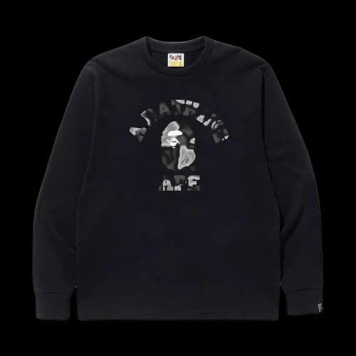 BAPE Liquid Camo College Long-Sleeve Tee 'Black'