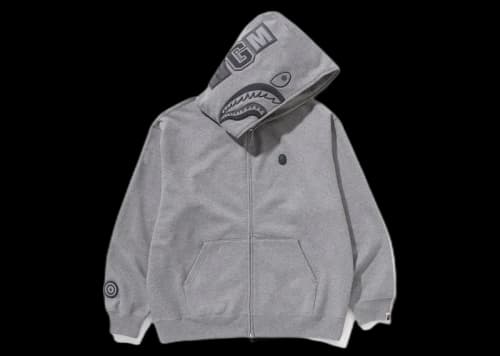 BAPE Ape Head One Point Shark Zip Hoodie Grey