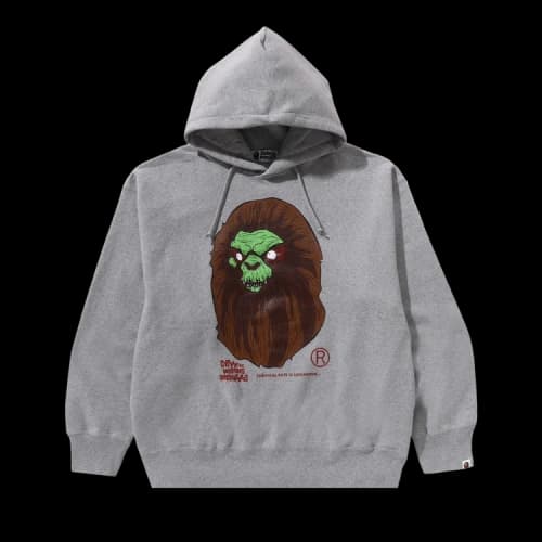 BAPE Horror Mad Face Relaxed Fit Pullover Hoodie 'Grey'