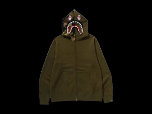 BAPE 1st Shark Full Zip Hoodie Olivedrab
