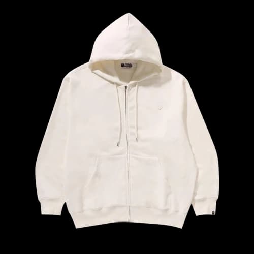 BAPE One Point Relaxed Fit Full Zip Hoodie 'Ivory'