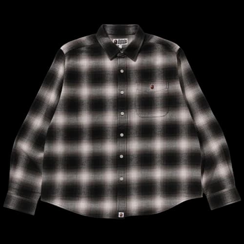 BAPE One Point Ombre Check Relaxed Fit Long-Sleeve Shirt 'Ivory'