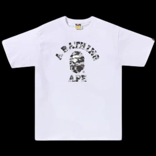 BAPE Heather Grey Camo College Tee 'White'