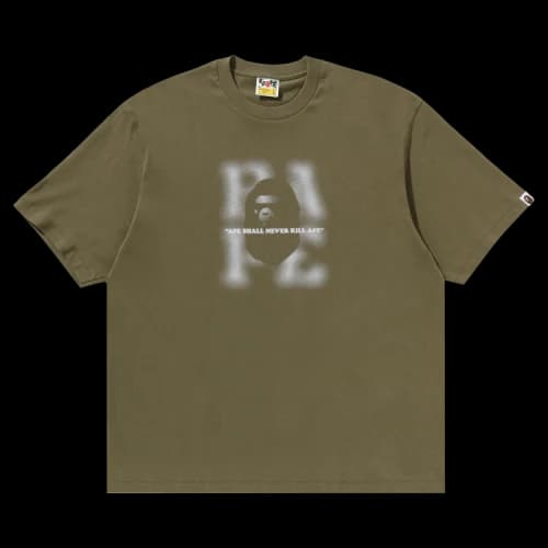 BAPE Blur Logo Relaxed Fit Tee 'Olive Drab'