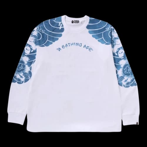 BAPE Japanese Tattoo Motif Relaxed Fit Long-Sleeve Tee 'White'