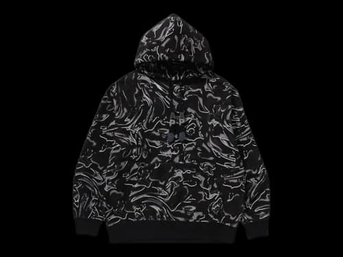 BAPE A Bathing Ape Marbling Camo Relaxed Fit Pullover Hoodie Black
