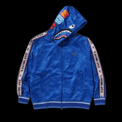 BAPE Solid Camo Relaxed Fit Shark Full Zip Hoodie 'Blue'