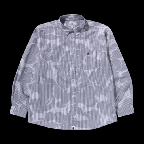 BAPE Stripe Camo Relaxed Fit Shirt 'Grey'