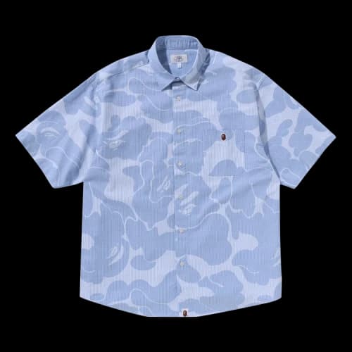 BAPE Stripe Camo Relaxed Fit Short-Sleeve Shirt 'Sax'