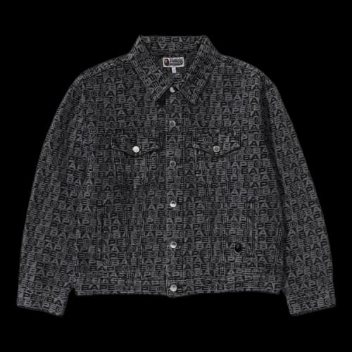 BAPE Lux Sport Pattern Jacquard Denim Trucker Jacket 'Black'