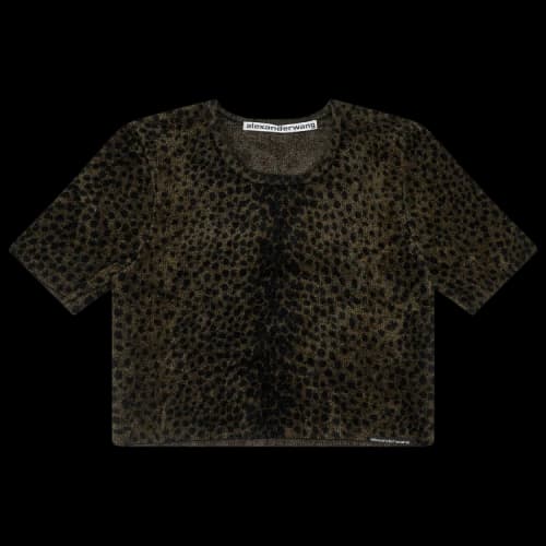 Alexander Wang Leopard Cropped Tee Shirt 'Brown'