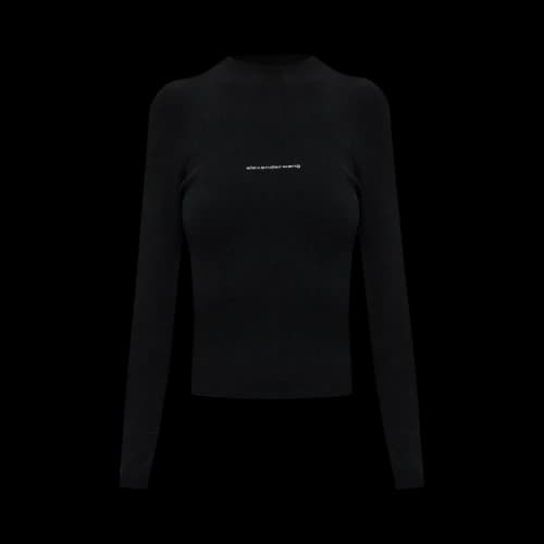 Alexander Wang Jacquard Logo Long-Sleeve Crewneck Top 'Black'