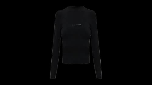 Alexander Wang Women's Jacquard Logo Long Sleeve Crewneck Top Black