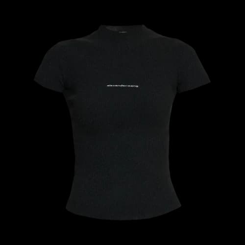 Alexander Wang Jacquard Logo Short-Sleeve Crewneck Top 'Black'