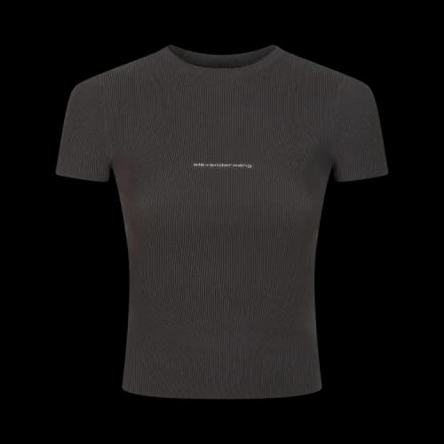 Alexander Wang Jacquard Logo Short-Sleeve Crewneck Top 'Cola'