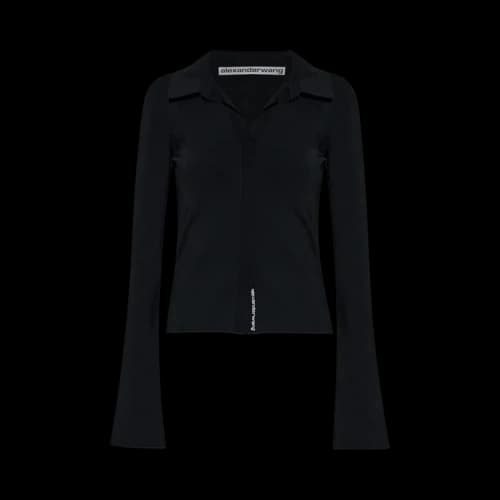 Alexander Wang Long-Sleeve Fixed Placket Polo 'Black'