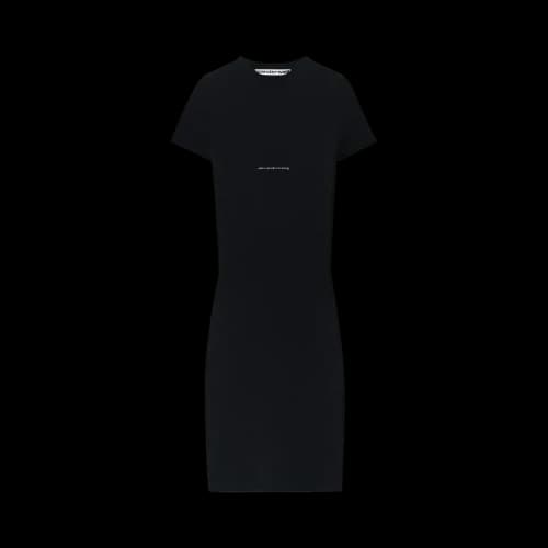 Alexander Wang Jacquard Logo Short-Sleeve Crewneck Mini Dress 'Black'