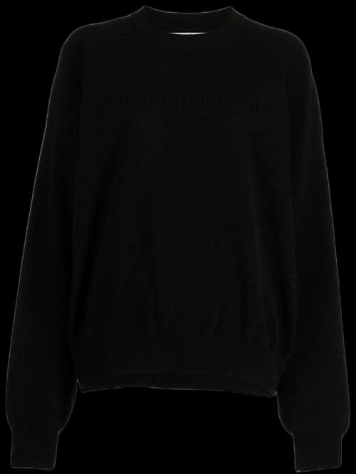 Alexander Wang Embossed Logo Ribbed Pullover Black