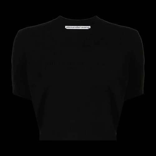 Alexander Wang Embossed Logo Ribbed Short-Sleeve Tee 'Black'