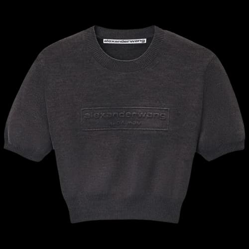 Alexander Wang Embossed Logo Ribbed Short-Sleeve Tee 'Grey'