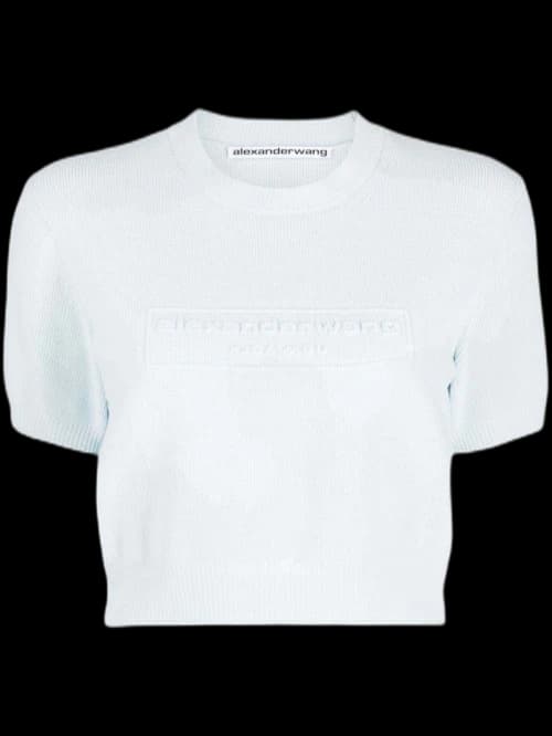 Alexander Wang Embossed Logo Ribbed SS Tee Ariel Blue
