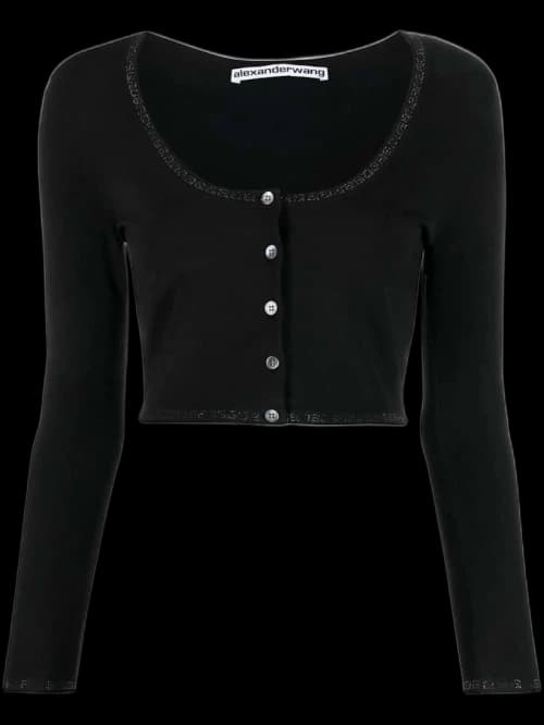 Alexander Wang Crystal A Trim Cardigan Black