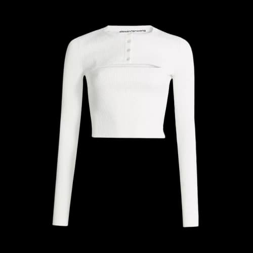 Alexander Wang Cropped Cardigan W/ Cami Tank Twinset 'Soft White'