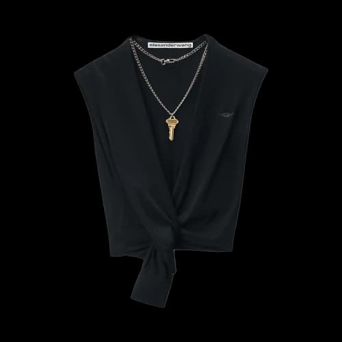 Alexander Wang Sleeveless Deep V-Neck Top W/ Draped Front 'Black'